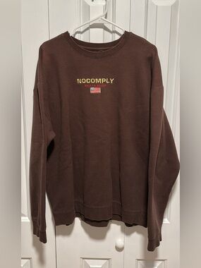 (LIGHTLY USED) No Comply Skateshop Brown Crewneck Sweatshirt - Size XL